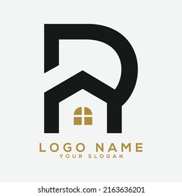 Letter r home and real estate logo design vector image
