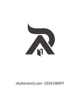 letter r home roof window logo vector 