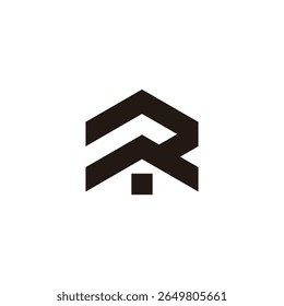 letter r home simple geometric roof logo vector 