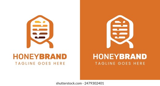 Letter R Honey Logo, Perfect for Beekeeping and Honey Producers