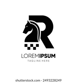 Letter R Horse Chess Logo Design Vector Icon Graphic Emblem Symbol Illustration