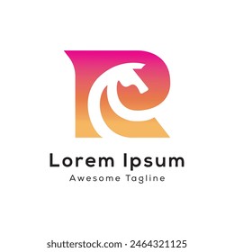 letter r with horse logo design icon
