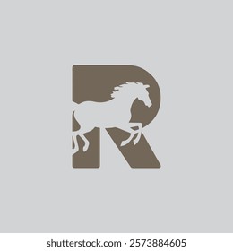 letter R horse logo with vector template design