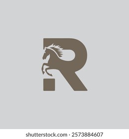 letter R horse logo with vector template design