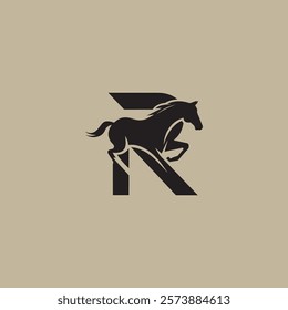 letter R horse logo with vector template design