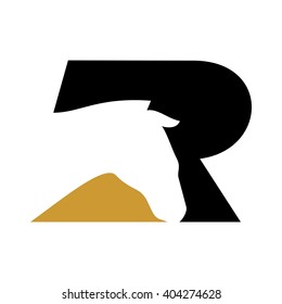 letter R and horse logo vector.