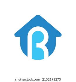 Letter R house logo design template vector, real estate company