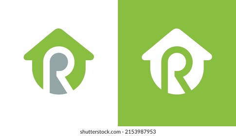 Diseño del logotipo de la casa de la carta R, concepto de propiedad del hogar