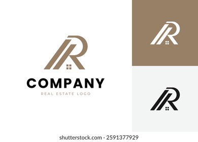 Letter R house logo icon design simple line and elegant graphic symbol. property investment logo template