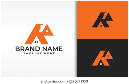 Letter R house logo vector