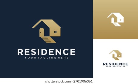 Letter R house residence vector design inspiration.	
