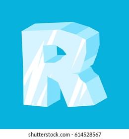 letter R ice font. Icicles alphabet. freeze lettering. Iceberg ABC sign