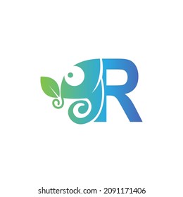 Letter R icon with chameleon logo  design template vector