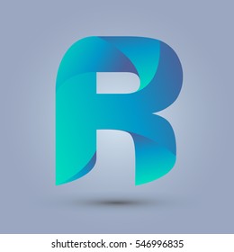 Letter R icon design and elegant typographic concept. gradient blue and green
