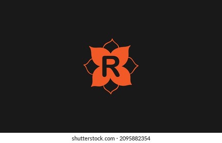 El diseño del icono de la letra R dentro de una flor