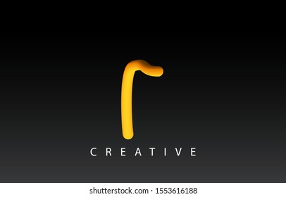 Letter r Icon Font Design With Liquid Color Path. 3d Gradient Lettering Vector Illustration. Bubble font with glint.