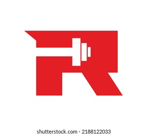 Letter R With Icon GYM or FITNESS Logo Design