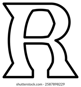 Letter R icon line vector illustration