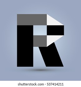 Letter R icon and logo template. Flat design and elegant typographic concept. black and white