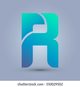 Letter R icon and logo template. New design and elegant typographic concept. blue