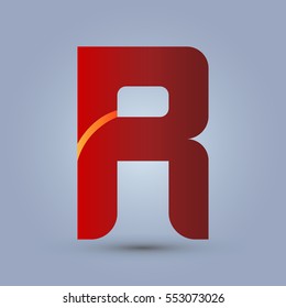 Letter R icon and logo template.  New design and elegant typographic concept. One line yellow. red