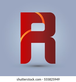Letter R icon and logo template.  New design and elegant typographic concept. Two line yellow. red