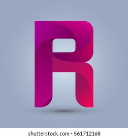 Letter R icon and logo template.  New design and elegant typographic concept. twisted, red and purple