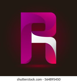 Letter R icon and logo template.  New design and elegant typographic concept. twisted, gradient color and white line