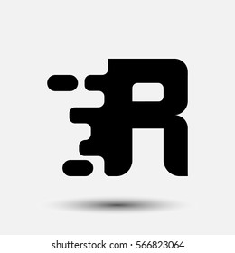 Letter R icon and logo template.  New Flat design and elegant typographic concept. spread the font. Black