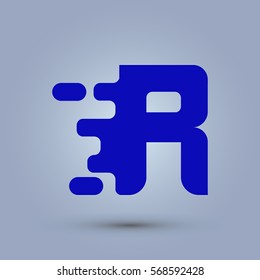 Letter R icon and logo template.  New Flat design and elegant typographic concept. spread the font. Blue
