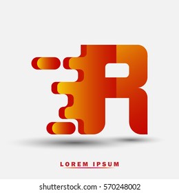 Letter R icon and logo template. Elegant typographic design. Spread the font. brown and yellow
