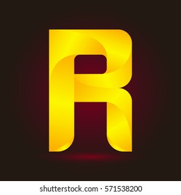 Letter R icon and logo template.  New design and elegant typographic concept. twisted, yellow