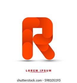 Letter R icon and logo template. elegant, and simple typographic. orange