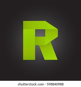Letter R icon and logo template.  New design and elegant typographic. green