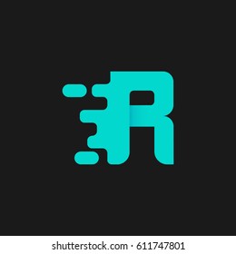 Letter R icon and logo template. elegant typographic concept. blue