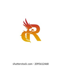 Letter R icon with phoenix logo design template illustration