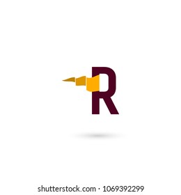 Letter R icon with a simple flag. Can be adapt to Corporate identity, logo, icon, symbol and brand identity.