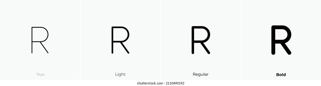 letter r icon. Thin, Light Regular And Bold style design isolated on white background