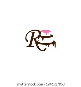 Letter R icon with wedding cake  design template vector illustration