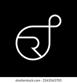 Letter R infinity line minimal logo design