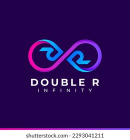 Letter R Infinity Logo design and Blue Purple Gradient Colorful symbol for Business Company Branding and Corporate Identity