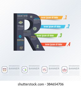 Letter R Infographics Design and Web Elements