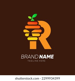 Letter R Initial Bee Hive Logo Design Vector Icon Graphic Emblem Illustration