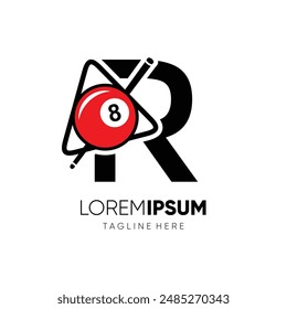 Letter R Initial Billiard Logo Design Vector Icon Graphic Symbol Illustration