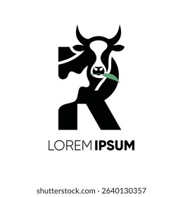 Letter R Initial Creatif Cow Logo Design Vector Icon Graphic Emblem Symbol Illustration 