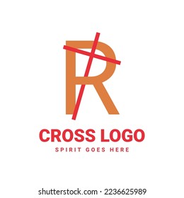 letter R initial cross vector logo design