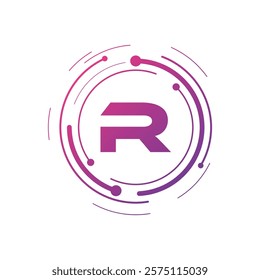 Letter R Initial Cyber Multimedia Logo