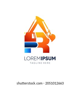 Buchstabe R Initial Excavator Logo Design Vektorsymbol Grafik Illustration Hintergrund Vorlage