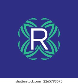Buchstabe R Logo für das erste florale, elegante Emblem