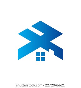 letter R initial house geometric logo design vector